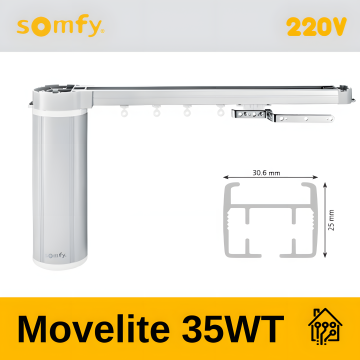 Șină electrică Somfy Movelite 35, 230V — Centralizată (KNX sau similar)